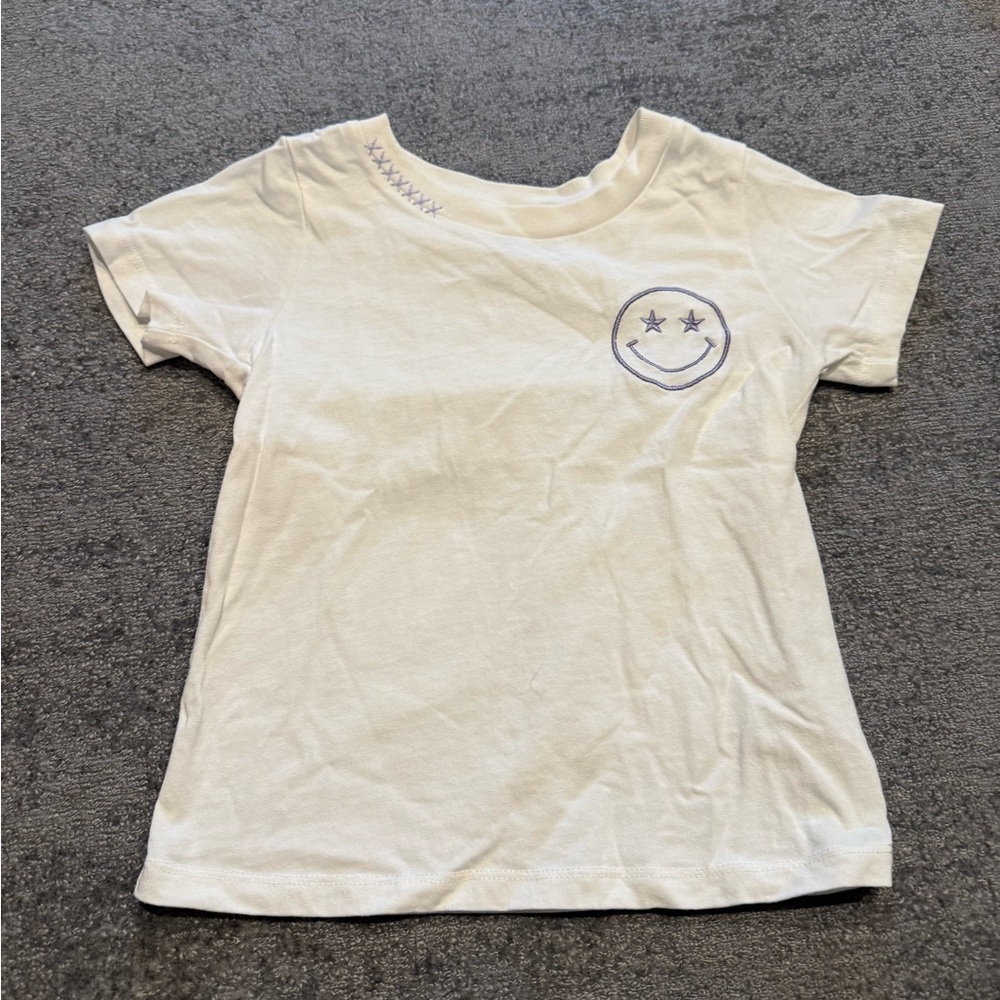 Katie J xl. White Kids T-Shirt with Smiley Design